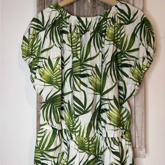 CeCe Green Leaf Print Women's Blouse - Picture 5 of 5